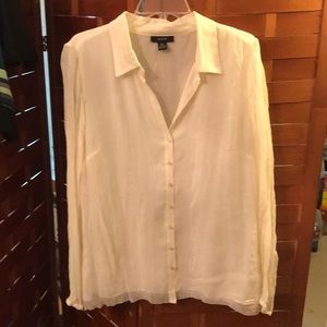 Sexy Sheer Alfani White Blouse. 100% Silk